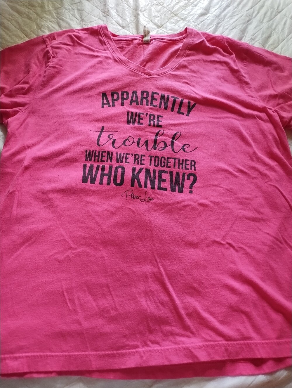 Bright Pink Graphic Tee with Playful Slogan